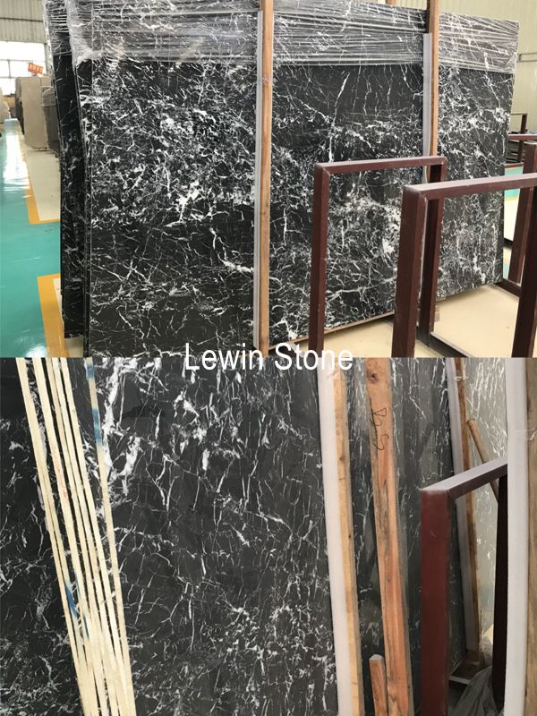 Italy black marble slabs