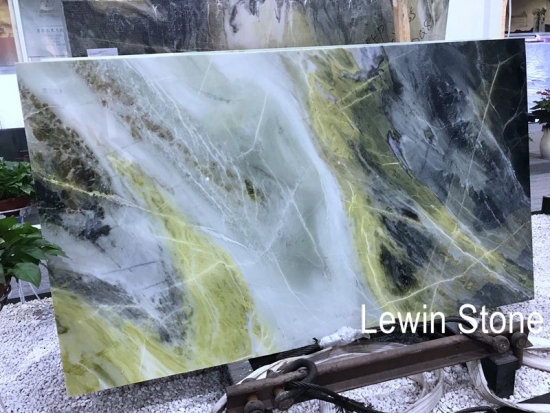 Green forest marble slab